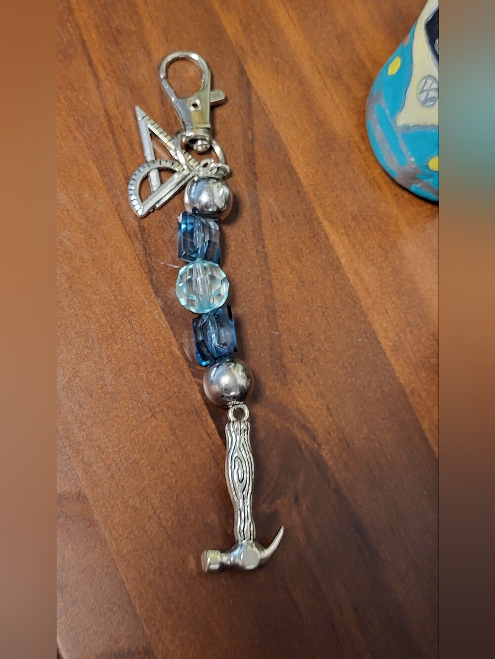Handmade Blue Crystal Hammer And Saw Keychain - Home Accents - Picture 2 of 2